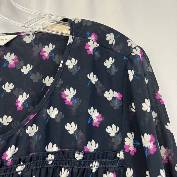 Christopher & Banks Womens Peasant Blouse Multicolor Long Sleeve Smocked Boho M - Picture 4 of 11